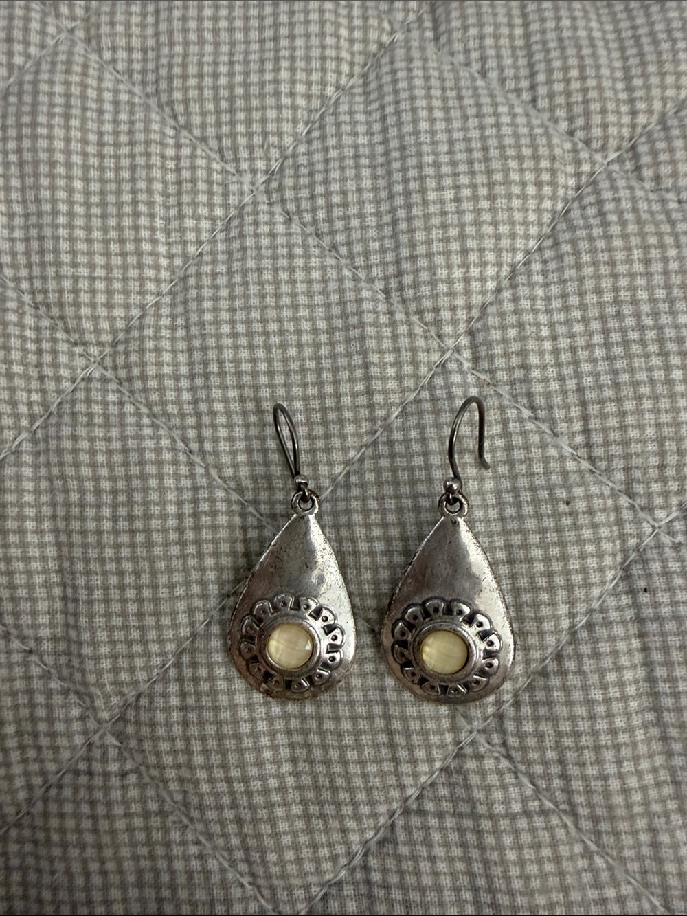 Lucky Brand Silver-Tone Teardrop Earrings with Cream Accent